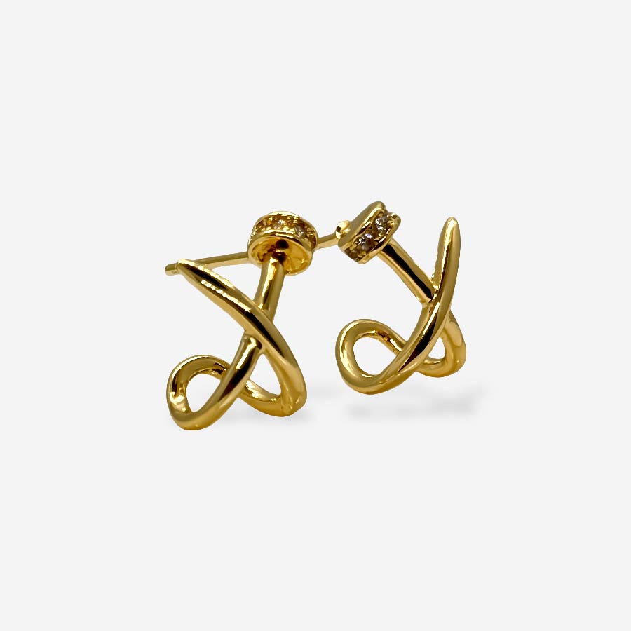 Topitos escultóricos dorados con circonias